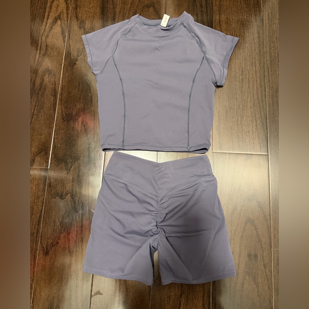Purple Athletic Top and Shorts Set